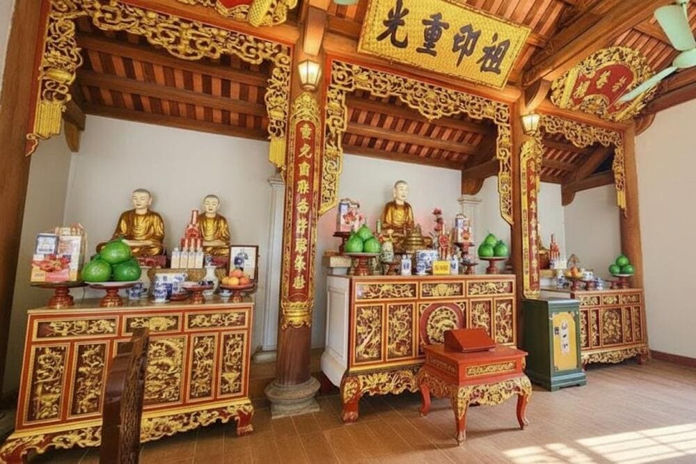 Ch&ugrave;a l&agrave; nơi thờ Phật v&agrave; phối thờ Đức Th&aacute;nh Trần, thể hiện sự giao thoa giữa t&iacute;n ngưỡng d&acirc;n gian v&agrave; Phật gi&aacute;o